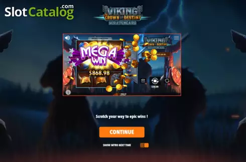 Start Game screen. Viking Crown Scratchcard slot