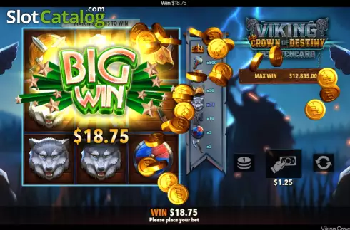 Big Win Game screen. Viking Crown Scratchcard slot