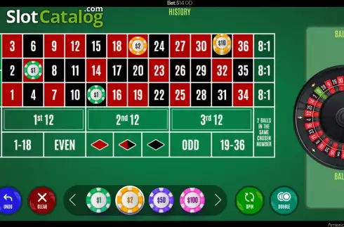 Game Screen 2. Double Ball American Roulette slot