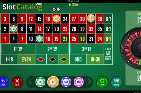 Game Screen 3. Double Ball American Roulette slot