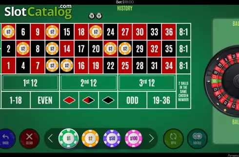 Game Screen 4. Double Ball American Roulette slot