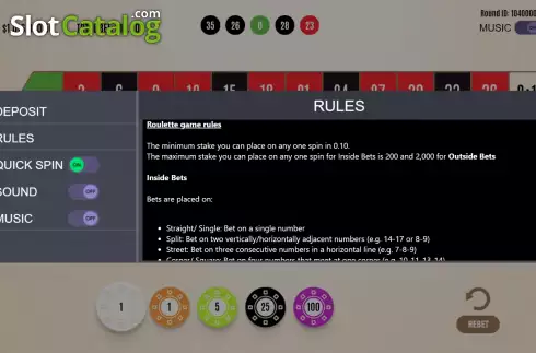 Game Rules Screen. American Roulette (Flipluck) slot