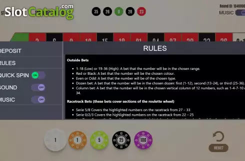 Game Rules Screen 3. American Roulette (Flipluck) slot