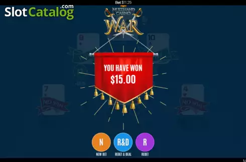Win Screen. Multihand Casino War slot
