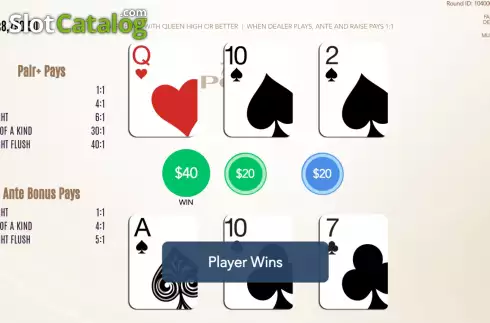 Ekran5. Three Card Poker (Flipluck) yuvası
