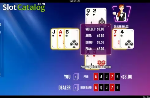 Win Screen. Big Rollover Poker Hold'em slot