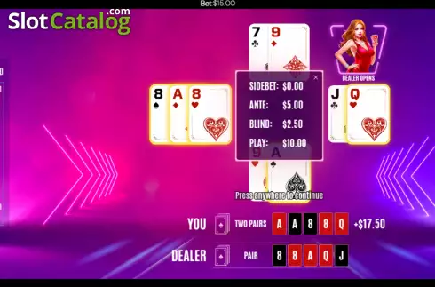 Win screen. 6 Up Pocket Poker slot