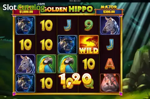 Win screen. Golden Hippo slot
