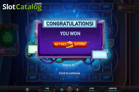 Nitro Free Spins Win Screen. Cyber Vault slot