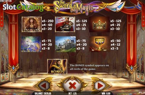 Paytable 1. The Sword and The Magic slot
