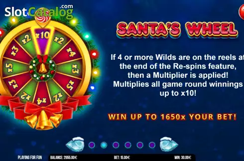 Bonus wheel screen. Santa's Jingle Wheel slot