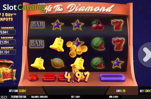 Win screen. Hit The Diamond slot