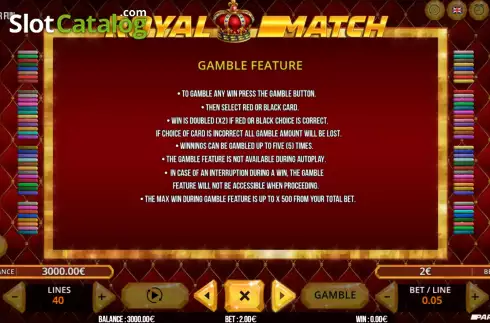 Game Rules screen 2. Royal Match slot