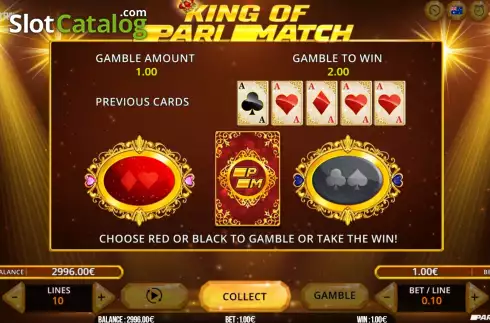 Risk Game screen. King of Parimatch slot