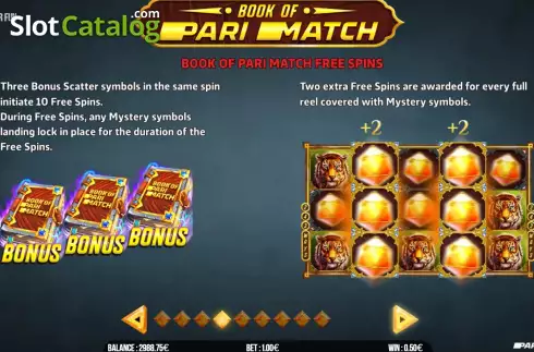 Game Features screen 4. Book of Parimatch slot