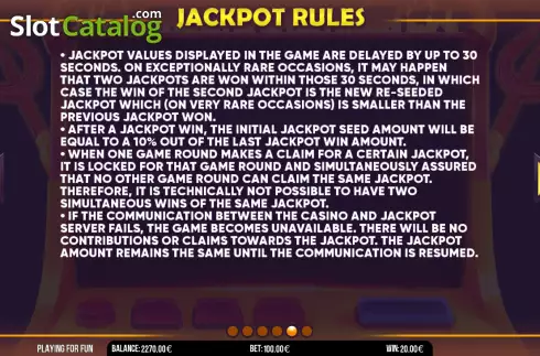 Jackpot Rules screen.. Inferno Devil 100 slot