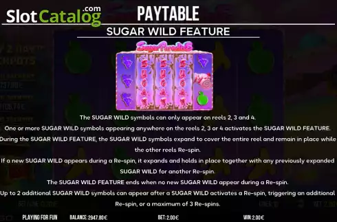 Sugar Wild feature screen. Sugar Paradise slot