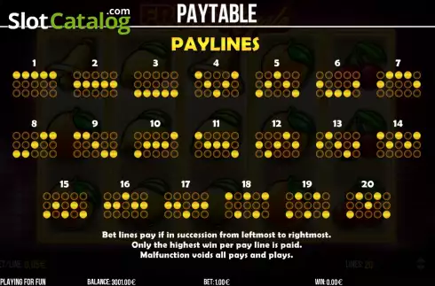 PayLines screen. Fruits Royale slot