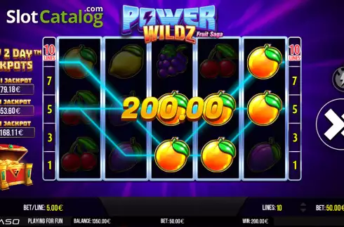 Win screen. Power Wildz: Fruit Saga slot