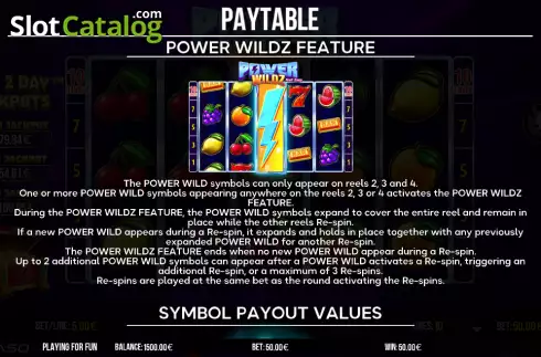 Power Wildz feature screen. Power Wildz: Fruit Saga slot
