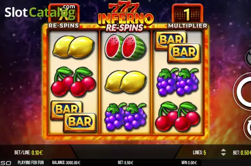 Reels screen. Inferno 777 Re-spins slot