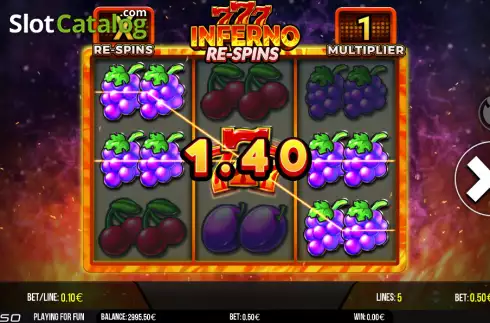 Win screen. Inferno 777 Re-spins slot