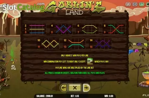 Paytable 3. Goblins Land slot
