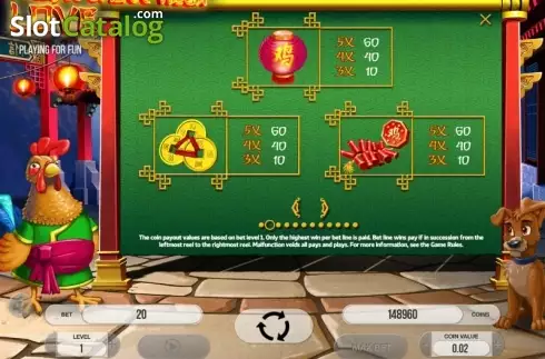 Paytable 2. From China With Love slot