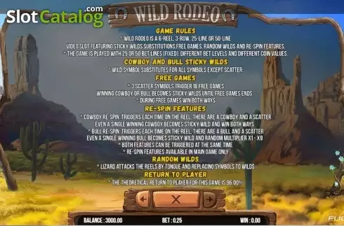 Rules. Wild Rodeo (Fugaso) slot