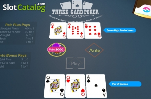 Ekran3. Three Card Poker (FunFair) yuvası