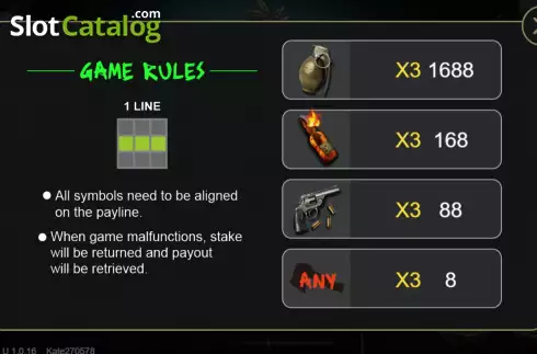 Game Rules screen. Zombie Killer slot