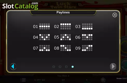 PayLines screen. Luck Twin Stars slot