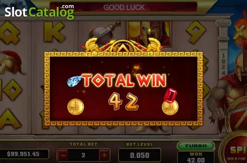 Win Free Games screen. Sparta (Funky Games) slot