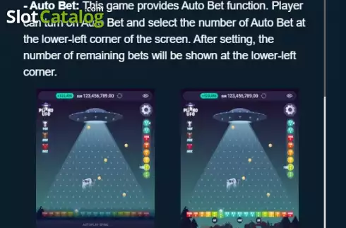 Game Rules screen 2. Plinko UFO slot