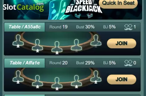 Game screen. Speed Blackjack (Funky Games) slot