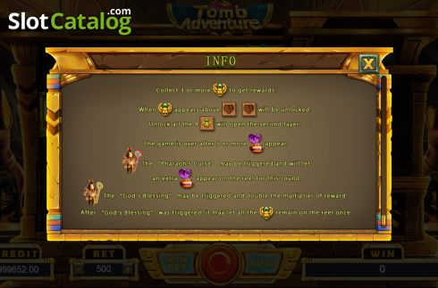 Bonus game screen2. Tomb Adventure slot