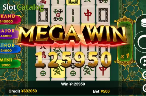 Mega Win screen. JP Mahjong slot