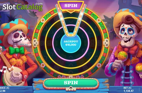 Bonus Wheel Win Screen. Calavera Bingo slot