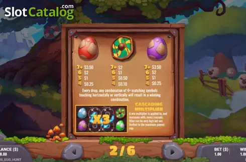 Paytable screen 2. Thor's Egg Hunt slot