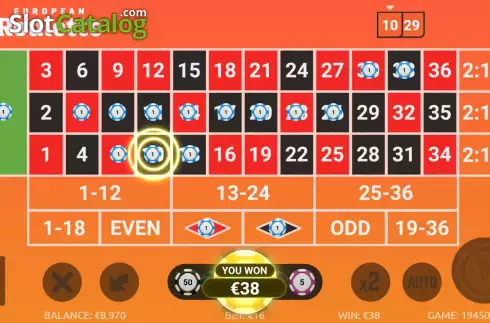 Win screen 2. LeoVegas European Roulette slot