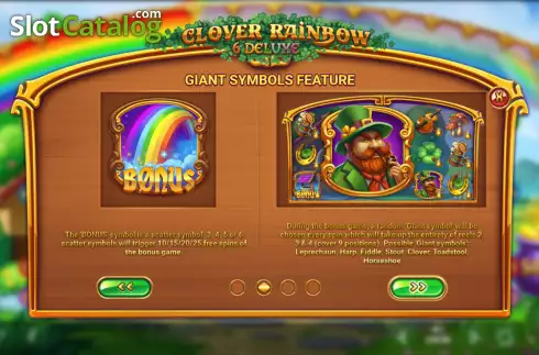 Features screen. Clover Rainbow 6 Deluxe slot