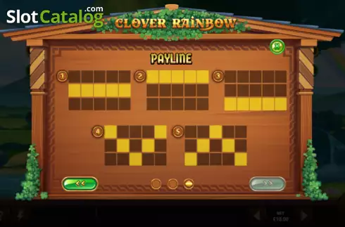 Paylines screen. Clover Rainbow slot