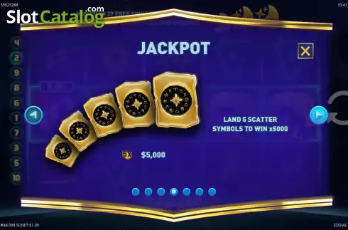 Jackpots screen. Zodiac (G.Games) slot