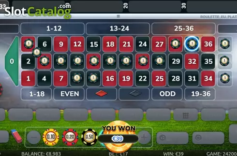 Win screen. World Cup Roulette Platinum slot