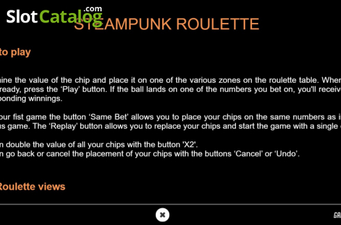 Ekran6. Steampunk Roulette VIP yuvası