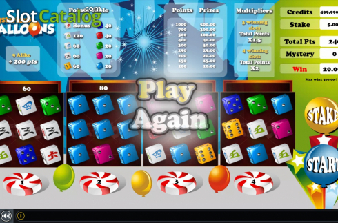 Win Screen. Mysterious Balloons Dice slot