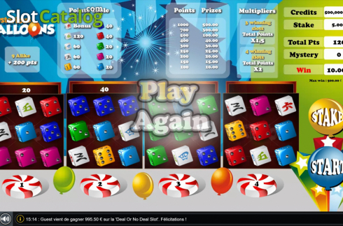 Win Screen 2. Mysterious Balloons Dice slot