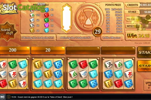 Win Screen 2. Tales of Sand Dice slot