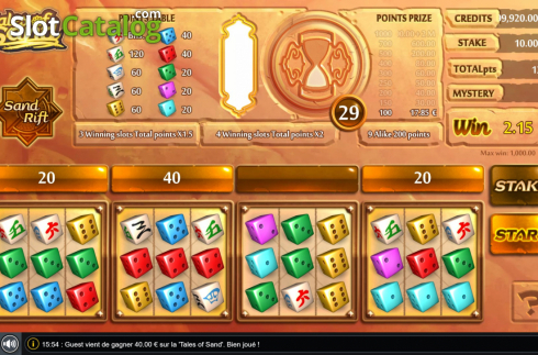 Win Screen 3. Tales of Sand Dice slot