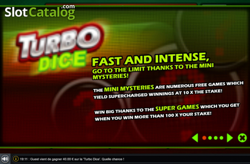 Ekran6. Turbo Dice (Gaming1) yuvası